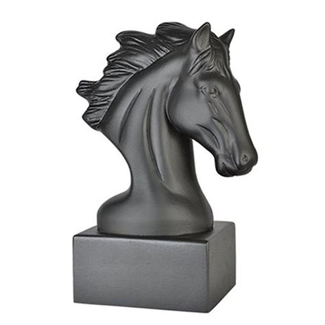 Escultura Decorativa Cabeça de Cavalo Preto Matte 30 cm Bellartdecor