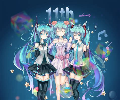 初音ミク 11th！！ Mikuningのイラスト Pixiv Vocaloid Anime Cute Drawings