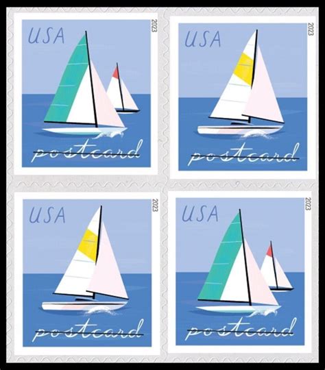 Us 5760 5761 5761a Sailboats Postcard Rate Block 4 Stamps Mnh 2023