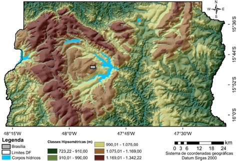 8 Mapa Hipsométrico Do Distrito Federal Fonte Elaborado Pelo Autor