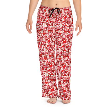 Womens Heart Print Pajama Pants Cute Valentines Day Sleepwear Comfy