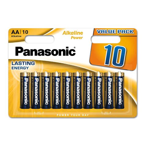 PANASONIC 10 Piles AA LR06 Alkaline Power Conception haute qualité