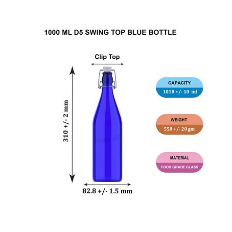 1000 Ml D5 Swing Top Blue Ajanta Bottle Pvt Ltd