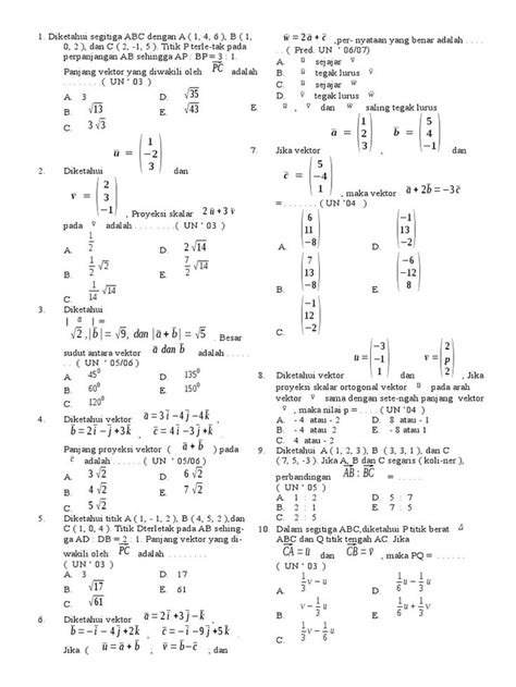 16 Soal Matematika Minat Vektor Kelas 10