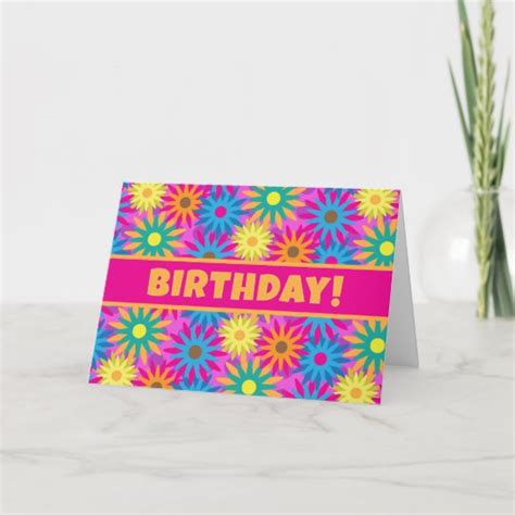 Happy Birthday in Bulgarian, Stripes and Flowers Card | Zazzle.com