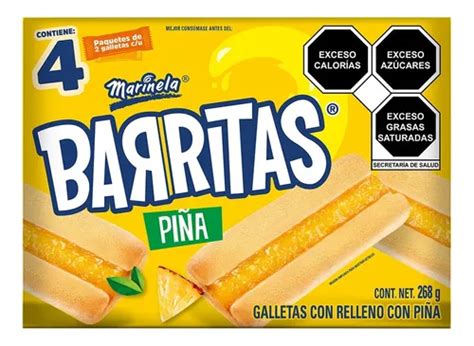 4 Pzs Marinela Galletas Con Relleno De Piña Barritas 268gr MercadoLibre