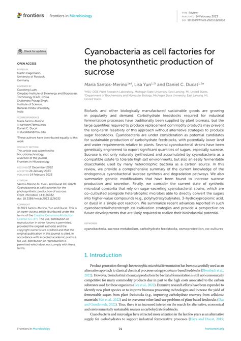 Pdf Cyanobacteria As Cell Factories For The Photosynthetic Production