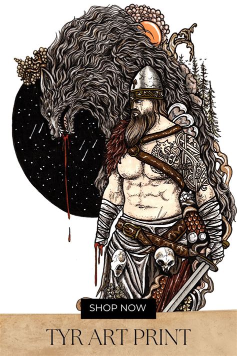 Tyr and Fenrir Hand Signed Print Norse Mythology - Etsy | Norse tattoo ...