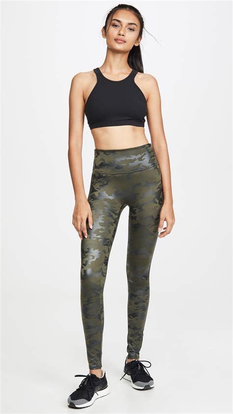 Spanx Synthetic Faux Leather Camo Leggings In Green Lyst