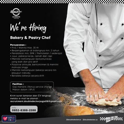 Lowongan Kerja Bakery Pastry Chef Cook Helper Steward Di Double