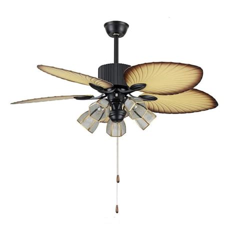 Palm Leaf Ceiling Fan With Light And Remote Control | Shelly Lighting