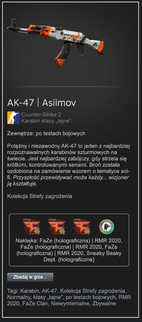 Skin Cs Cs Go Ak Asiimov Krak W Kup Teraz Na Allegro Lokalnie