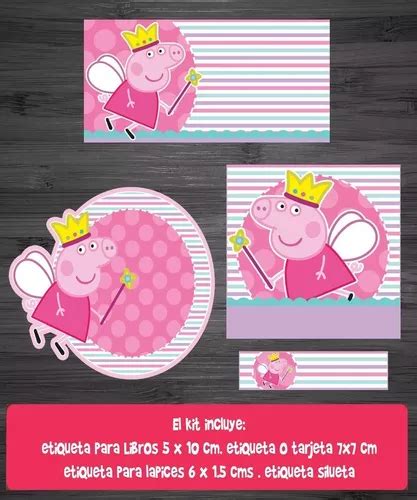 Kit Imprimible Etiquetas Escolares Peppa Pig Hada Editable Cuotas Sin