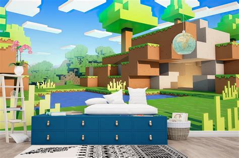 Minecraft Wallpaper for Kids Room / Removable Traditional Peel Stick - Etsy