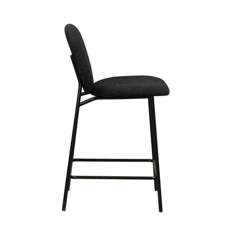 Lot de 2 tabourets de bar en tissu bouclette et métal 65cm DALBY Noir