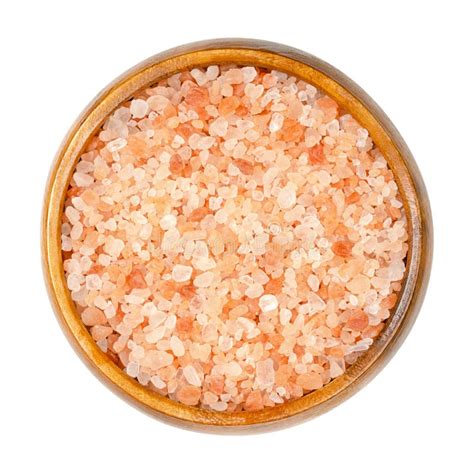 Himalayan Salt Coarse Crystals Table Salt In A Wooden Bowl Stock