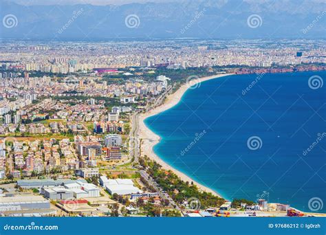 Aerial View Of Popular Seaside Resort City Antalya Turkey Stock Photo