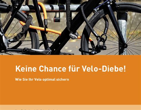 Schweizerische Kriminalprävention Keine Chance für Velo Diebe