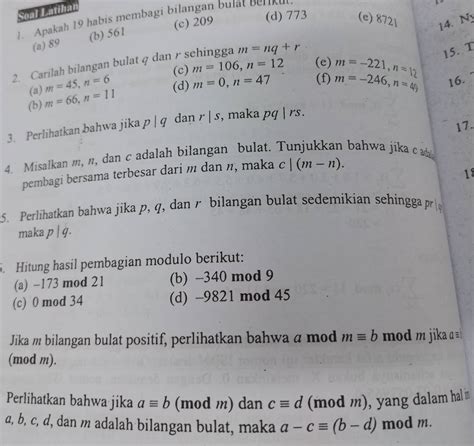 Solved Soal Latihan Apakah Habis Membagi Bilangan Bulat Berikut