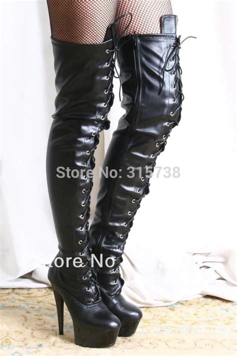 Extreme Fetish 15cm Platform Heel Lace Up Thigh High About 60cm Shaft