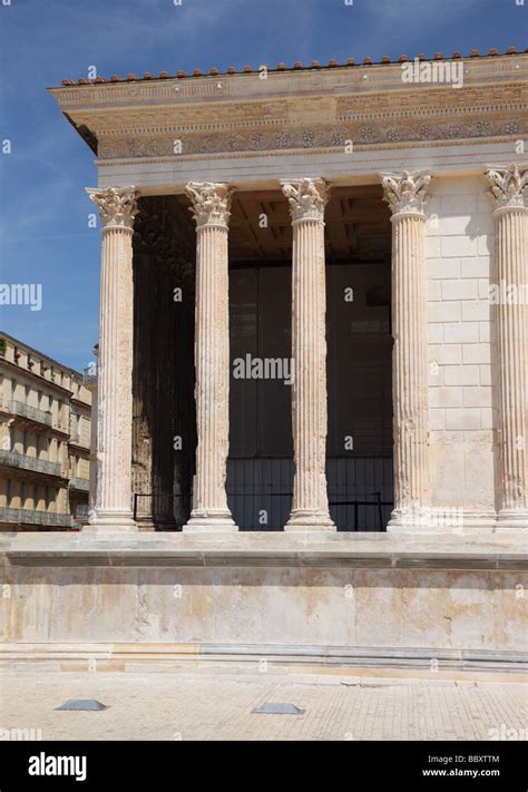 Maison Carree Ancient Roman Temple Nimes Languedoc Roussillon France