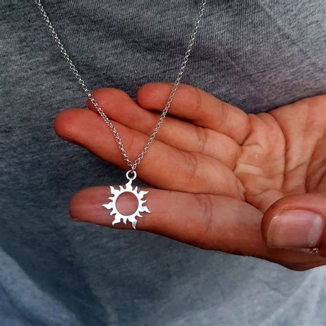 Sun Necklaces Men Sterling Silver Sunburst Necklace Yoga Sunshine