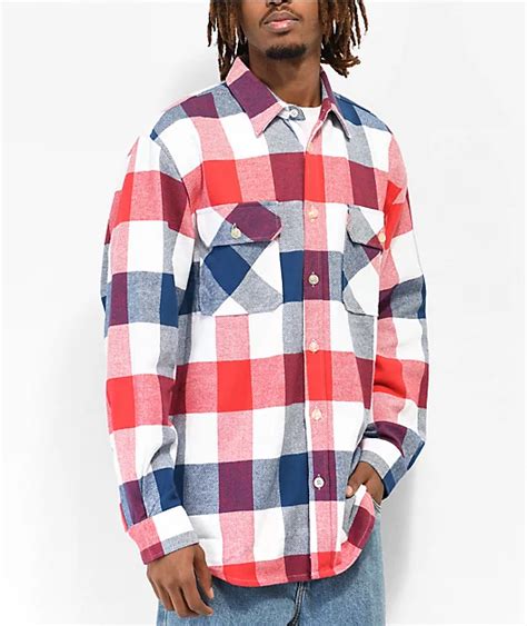 Rothco Heavy Red White And Blue Plaid Flannel Shirt