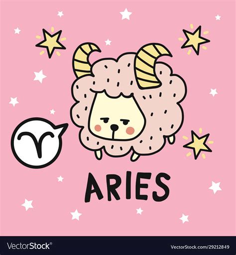 Aries Horoscope Cartoon Doodle Royalty Free Vector Image