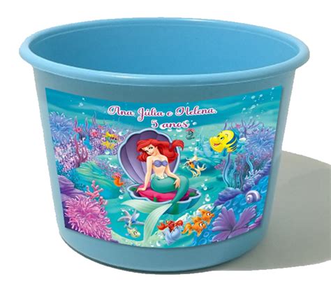 Balde De Pipoca Personalizado Da Sereia Ariel Elo