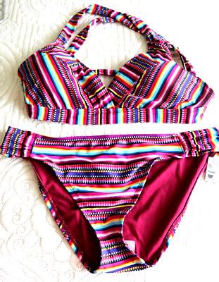 Women S Bathing Suit 2 Pc Bikini Mossimo Top D DD Bottom XL NWT S