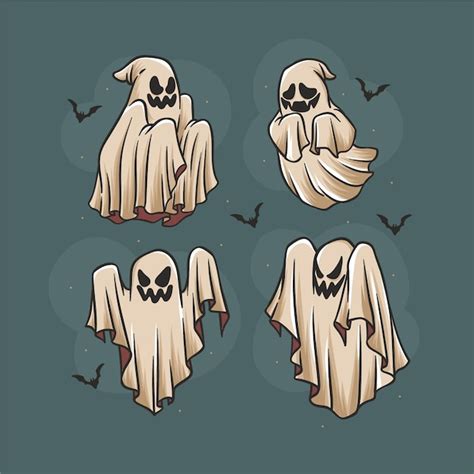 Colecci N Fantasmas De Halloween Dibujados A Mano Vector Gratis