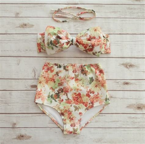 Bow Bikini Vintage Style High Waisted Cute Retro Pin Up