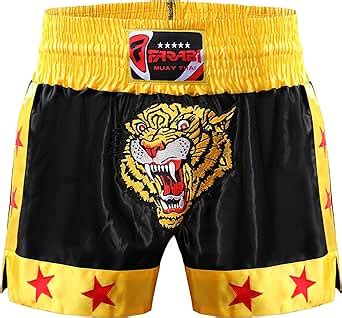 Amazon Muay Thai Shorts Kick Boxing Entrenamiento Satinado Negro