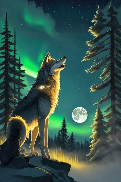 Premium AI Image | A wolf howling in the moonlight.