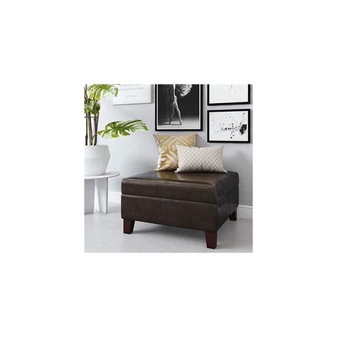 Dorel Living Faux Leather Square Storage Ottoman Espresso Universe