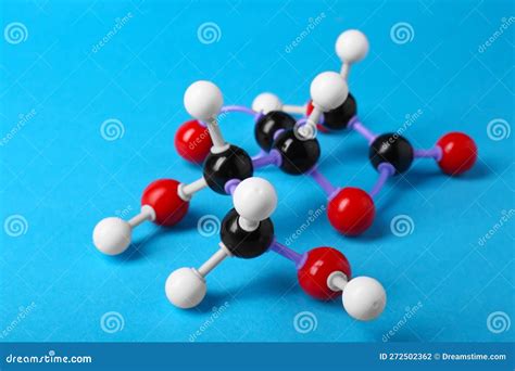 Molecule of Vitamin C on Light Blue Background. Chemical Model Stock ...