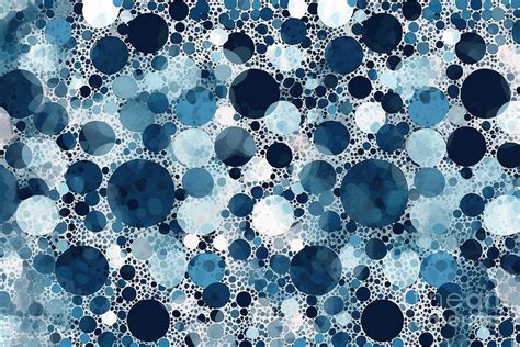 Seamless Playful Chaotic Disco Bubble Polka Dot Pattern In Indigo Blue