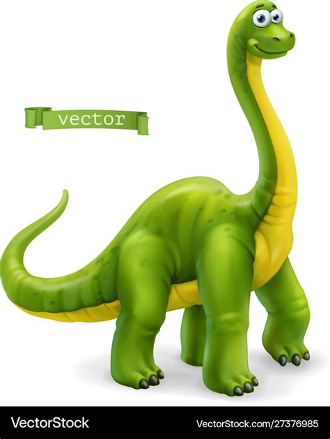 Brachiosaurus Sauropod Dinosaur Cartoon Character Vector Image