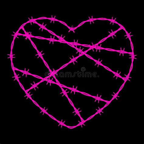 Heart Shaped Conclusion Symbol Sign Barbed Wire Isolated On White