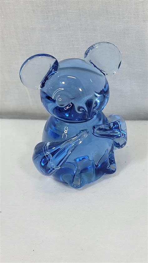 Blue Glass Bear Paperweight From United States Commemorative Fine Art