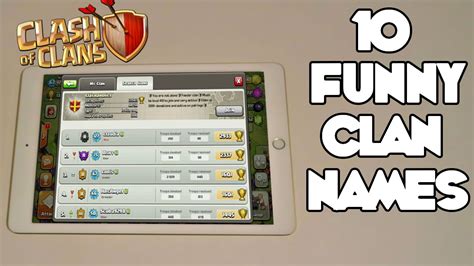 Top 10 FUNNIEST Clan Names In Clash Of Clans YouTube