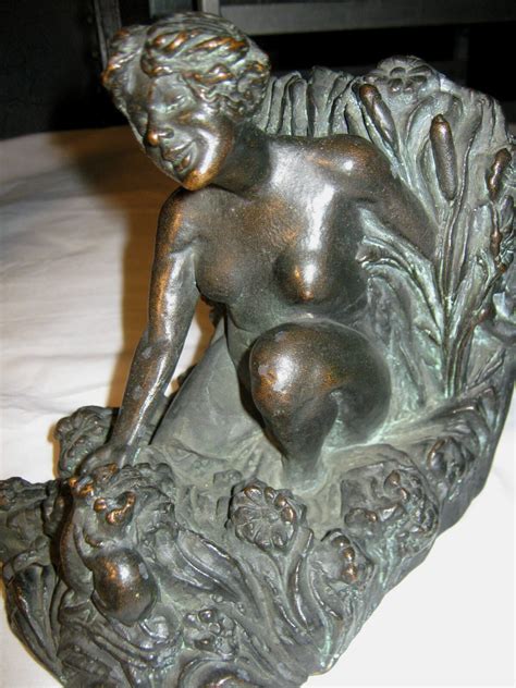 Antique Kbw Bronze Clad Garden Nude Lady Mice Art Statue Sculpture Lg