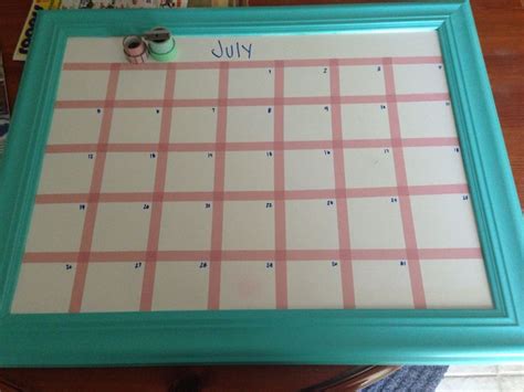 DIY Washi Tape Whiteboard Calendar Washi Tape Diy Whiteboard