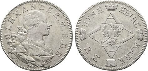 Brandenburg Ansbach 1 2 Taler 1760 Schwabach Christian Friedrich Karl