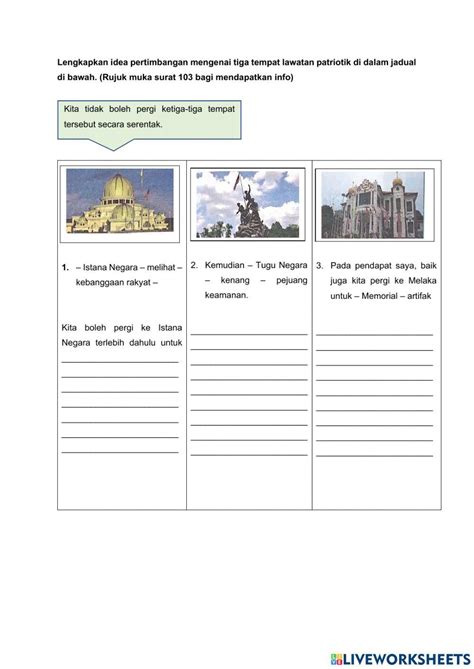 Lawatan Patriotik Interactive Worksheet Live Worksheets