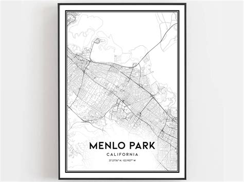 Menlo Park Map Print Menlo Park Map Poster Wall Art Ca City - Etsy