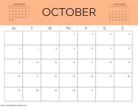 Free Printable October 2025 Calendars