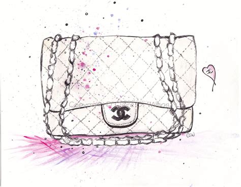 The White Chanel Bag Original Watercolor 8x10 6500 Via Etsy