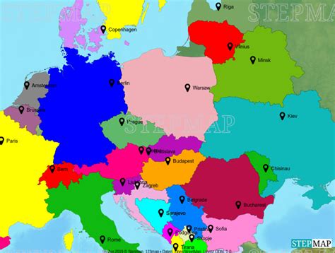 StepMap - European capitals - Landkarte für World