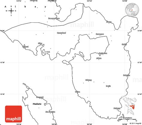 Blank Simple Map of Sorsogon